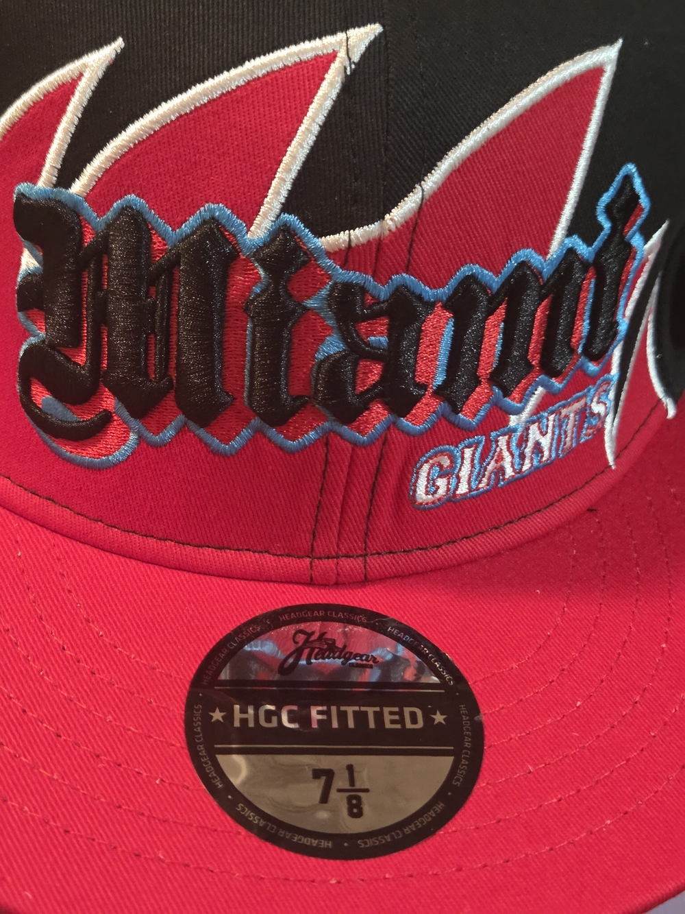 Mitchell & Ness Red and Black Giants Script Fitted Hat